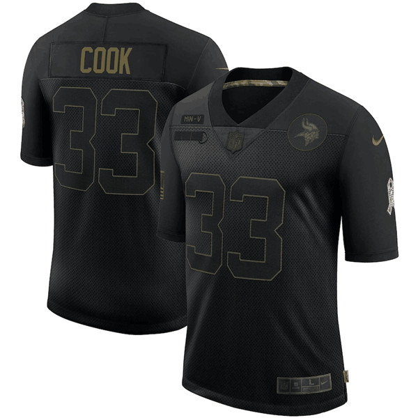 Men's Minnesota Vikings #33 Dalvin Cook Black 2020 Salute To Service Limited Stitched Jersey